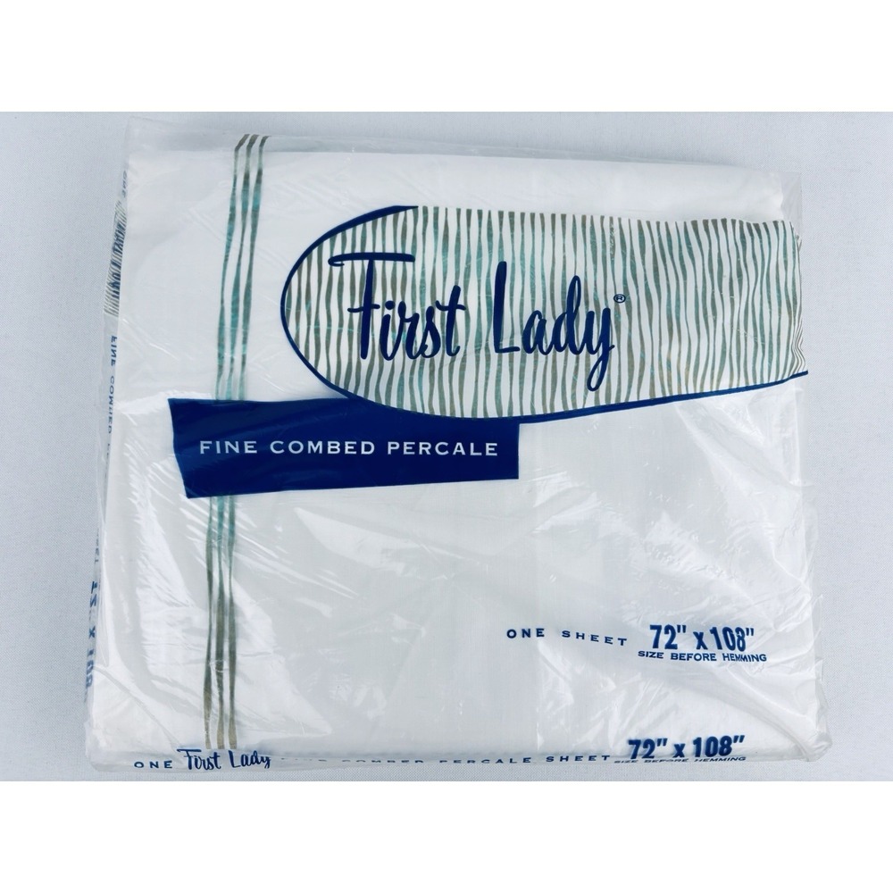 First Lady‎ Fine Combed Percale Twin Bed Flat Sheet 72 x108 White Vintage